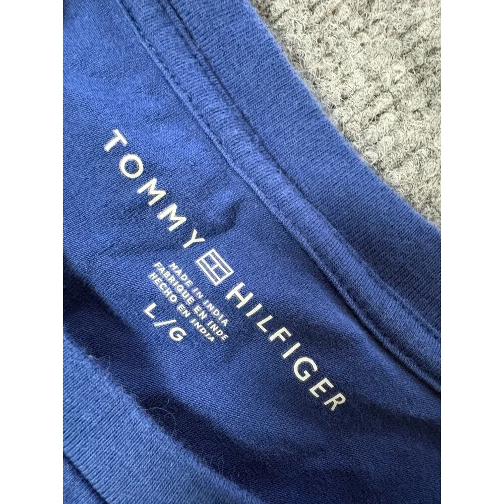 TOMMY HILFIGER Shirt Mens Large Blue Short Sleeve Y2K
